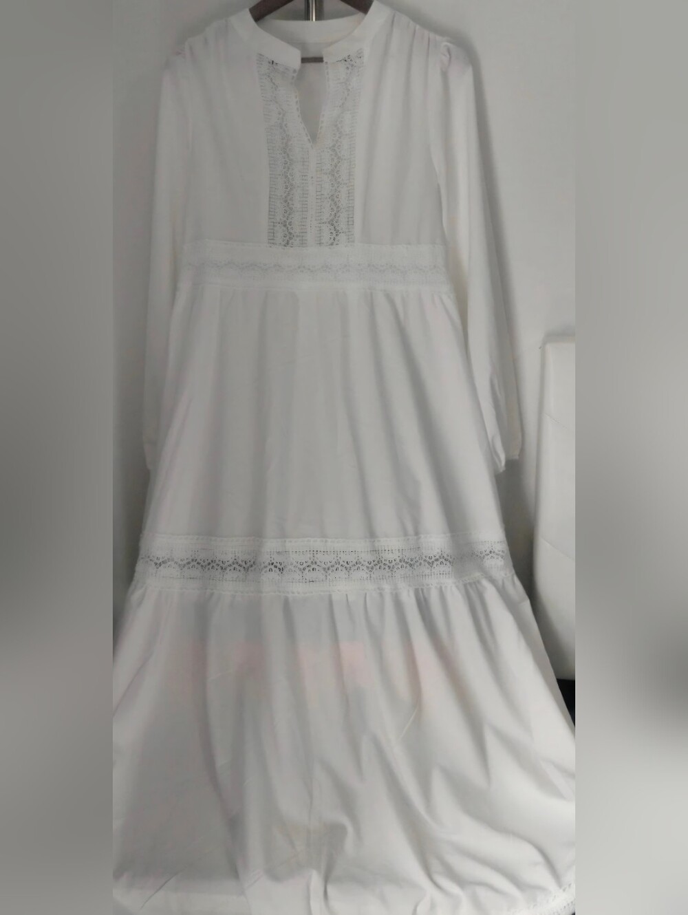 ASOS White Maxi Dress with Lace Insets